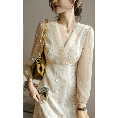 Women Dresses 2021spring Clothes Womens Clothes Vintage Tea Break Floral Dress Early Spring Vestido De Mujer