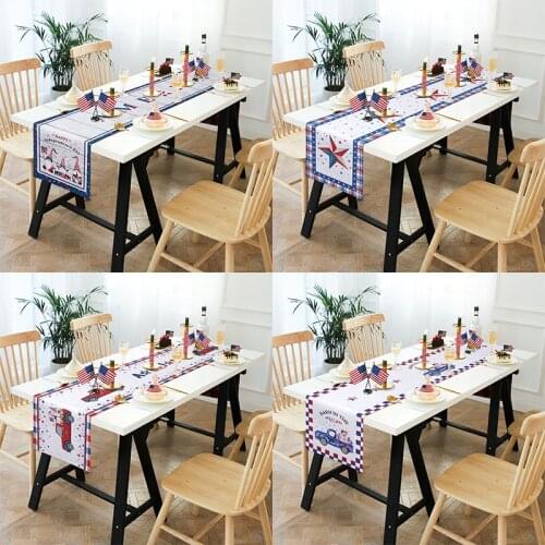 American Independence Day Table Runner Dwarf Tablecloth Home American Flag Plaid Decoration Hotel Table Runner Customization