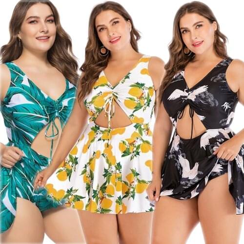 Tankini Plus Size 5XL Women One Piece Print Big Summer Swimsuit Swimming Dress Beachwear Large 3XL Bathing Suit Swimwear