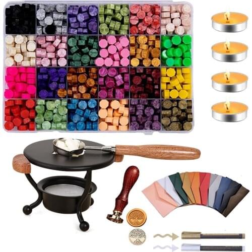 Vintage Sealing Wax Full Set of Lacquer Wax DIY Envelope Wedding Invitations Craft Sealing Wax Kit with Furnace Stove Pot
