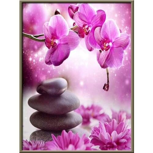 Landscape Flower Printed Water-Soluble Canvas 11CT Cross-Stitch Set DIY Embroidery DMC Threads Handmade Hobby Sewing Mulina