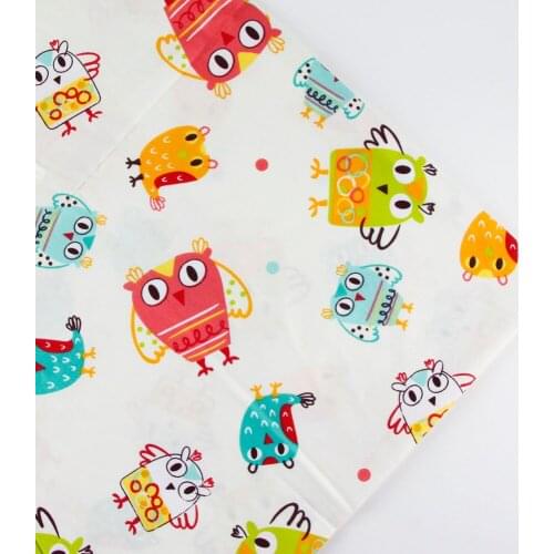 0.5 meter width 156cm cartoon owl Print 100% Cotton Fabric for Home Textile Patchwork Quilted Fabrics
