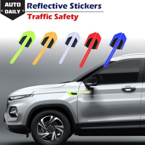 1Pair Car Reflective Warning Tape Anti-collision Stickers Side Marker Arrows Decals Safety Car Body Decorative Accessories