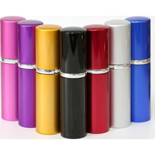 1pcs 5ml Mini Portable For Travel Aluminum Refillable Perfume Bottle With Spray Bottle Cosmetic Containers With Atomizer