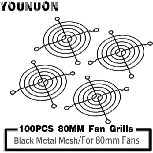 100 Pieces 80mm Fan Grills 80mmx80mm Black Metal Wire Finger Guard For CPU Fan DC Fan Grill Guard Protector Nickel Plated