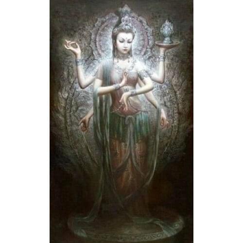 100% hand painted TIBETAN BUDDHA DECORATIVE CANVAS OIL PAINTING