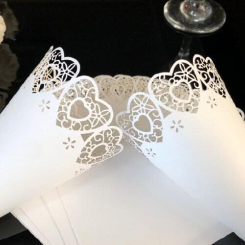 50pcs Cut Love Heart Lace Laying Candy Wedding Party Favors Confetti Cones Paper Cone Decoration Supplies Gift
