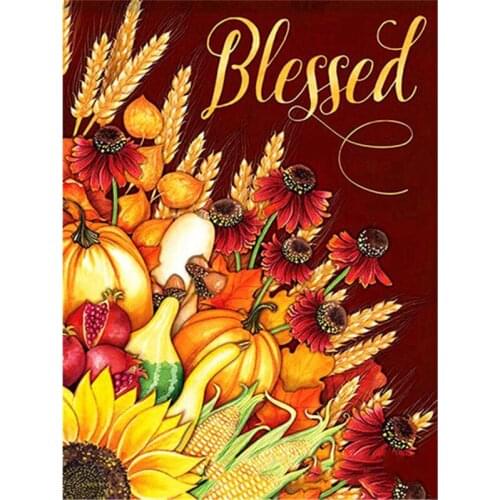 Full Drill Diamond Painting Flower Pumpkin DIY Diamond Embroidery Sale Fall Mosaic Cross Stitch Decor for Home