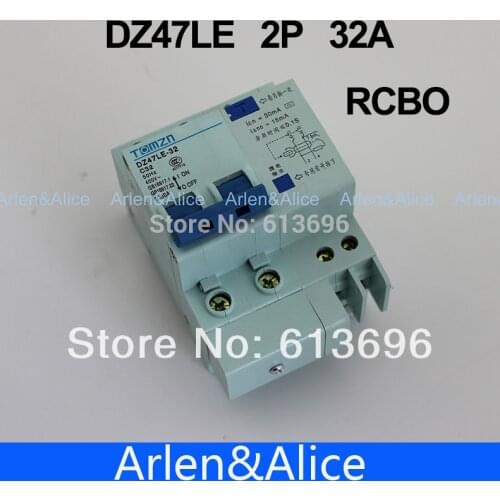 DZ47LE 2P 32A 230V~ 50HZ/60HZ Residual current Circuit breaker with over current and Leakage protection RCBO