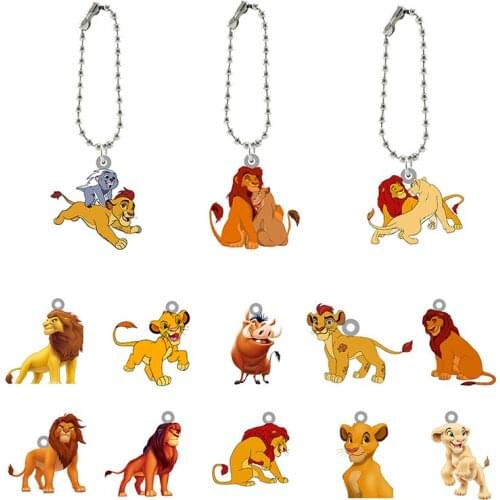 Disney The Lion King Cartoon Pattern Keychain Personality Design Epoxy Cartoon Accessories Backpack School Bag Keychain