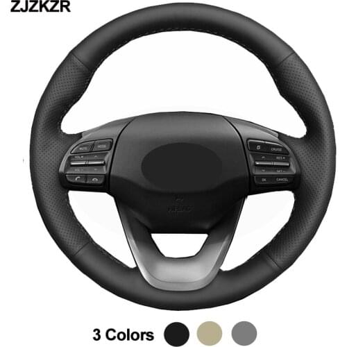 Hand Sewing Car Steering-Wheel Cover Volant Wrap For Hyundai Kona 2017 2018 2019 2020 i30 2017 2018 2019 2020 Black Beige Gray