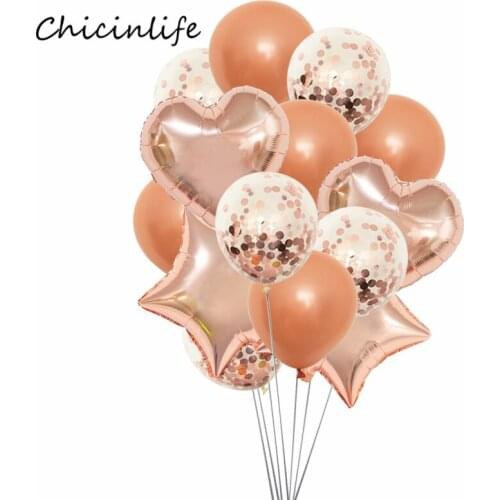 Chicinlife Rose gold Confetti Balloon Wedding Decoration Birthday Wedding Anniversary Party Supplies Number Balloons