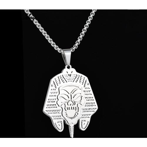 DarkMag Egyptian Pharaoh Necklace Hip-Hop Chain Unisex Jewelry Stainless Steel Necklace For Men Religious African Gift