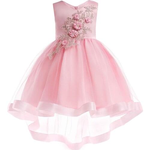 Childrens Girls Dress Wedding GownFlower Girl Bridesmaid Sleeveless Dress Childrens Applique Embroidery Tuxedo Princess Dress