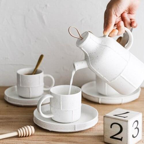 Edinburgh Creative Retro Matte spot ceramic mug Milk Coffee mug plate Teapot Kettle