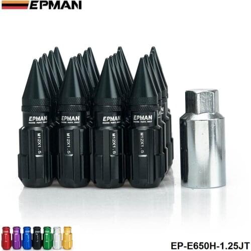 Racing Aluminum Lock Locking Lug Nuts With Spikes 20pcs 12x1.25 W/Key For Nissan Subaru Suzuki EP-E650H-1.25JT
