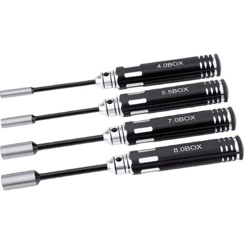 RC Model Tool 4PCS Hex Screw Drivers Hex Nut Socket Wrench Sleeve Wheel Spanner 4.0/5.5/7.0/8.0mm for Daily Making Manual and RC