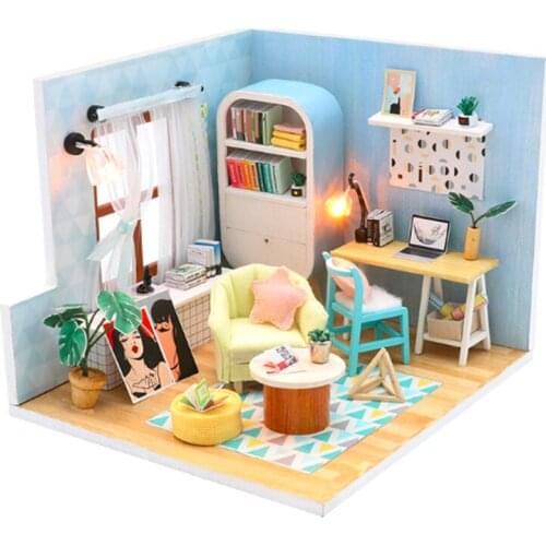 Creative DIY Children Adult Miniature Doll house Wooden Kits Assembled building blocks Ding Dong Nest home furnishing toys
