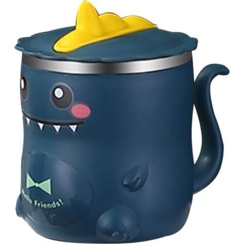 2021 Hot Sale Children Water Cup with Handle Cartoon Design Stainless Steel Kids Straw Drinking Mug for Home