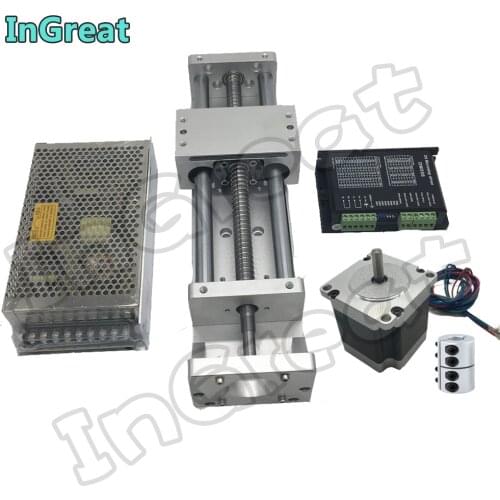 300MM Stroke CNC Linear Module Cross Sliding Working Table XYZ Axis SFU1605 BallScrew + NEMA23 Stepper Motor Driver Power Supply