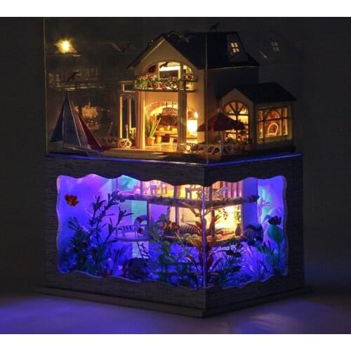 Dollhouse Miniature with Furniture DIY Wooden Dollhouse Kit Plus Dust Proof Tiny House Building Kit 3d Puzzles Model Toys