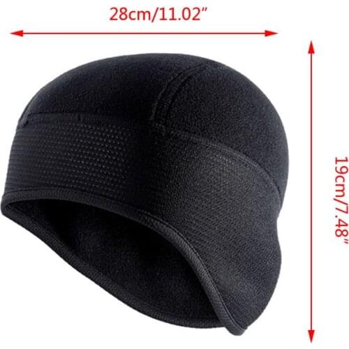 Men Womn Winter Skull Cap Helmet Liner Cycling Beanie Windproof Ear Covers Hat B95F