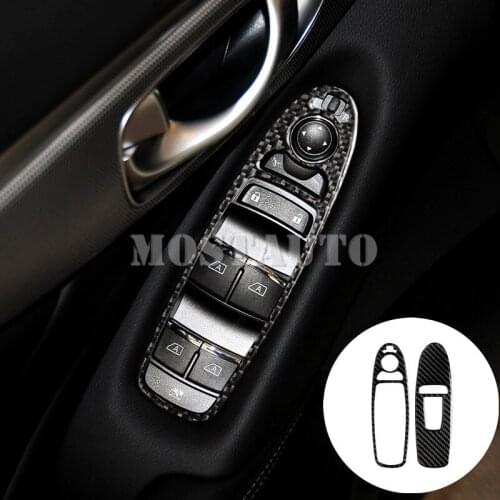 For Infiniti Q60 Coupe Carbon Fiber Inner Window Switch Button Cover 2013-2019 2pcs Car Accessories Interior