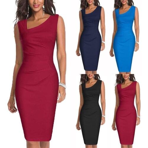 Womens New 2021 European and American Sleeveless Slender Pencil Dress with Sleeveless Wrap and Hips Club Dress
