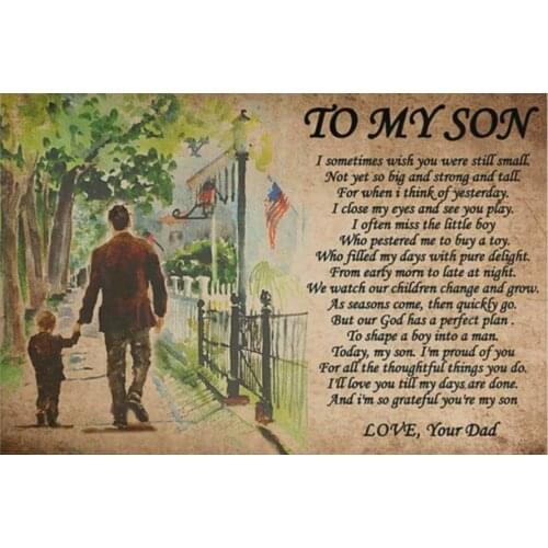 Dad To My Son - Father And Son Motivation Quote Art Film Print Silk Poster for Your Home Wall Decor 24x36inch