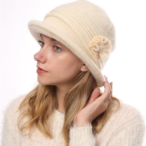 2021 New Wool Knitted Warm Bucket Hat Woman Autumn Winter Ultra-Thick All-Match Fashion Fedora Hats Lady Casual Female Cap