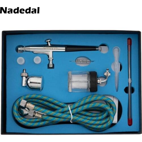 Nasedal airbrush paint sprayer Double Action spray gun with Hose 3 Tips 2 Cups for Art Painting Tattoo Manicure Spray Model Nail