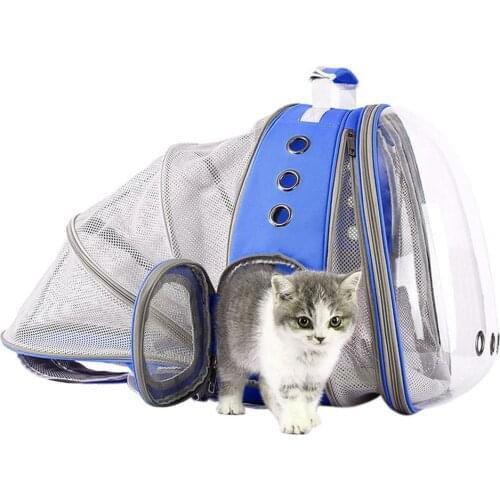 Pet Backpack Cat Carrier Bag Travel Backpack Expandable Space Capsule Clear Mesh Bag Out Double Shoulder Pet Supplies