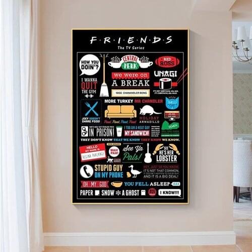 SP091 Silk Cloth Wall PosterFriends TV Series Quotes Art Home Decoration Gift