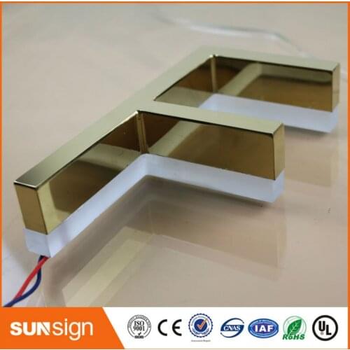 Aliexpress gold supplier rose gold metal backlit led letters