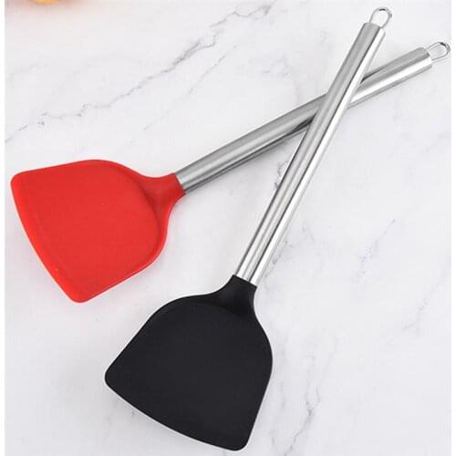 Non-stick Silicone Turner Heat Proof Spatula Cooking Turners With Stainless Steel Handle Durable Cookware Kitchen Cooking Tools
