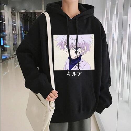 Harajuku Hoodies Hunter X Hunter Killua Eyes Hoodies Men/women Japanese Anime Funny Sweatshirt 90s Graphic Hip Hop Hoody Male