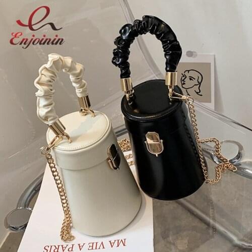 Vintage Fashion Mini Bucket Style Purses and Handbags for Women Shoulder Chain Bag Crossbody Bag Girls Trend Pu Leather Bag