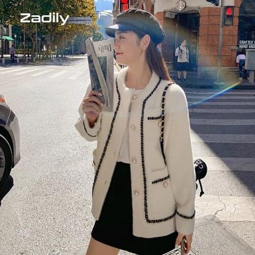 Zadily 2021 Winter Elegance Button Up Women Sweater Knit Long Sleeve Cardigan Coat Autumn Plus Size Female Outerwear Clothing