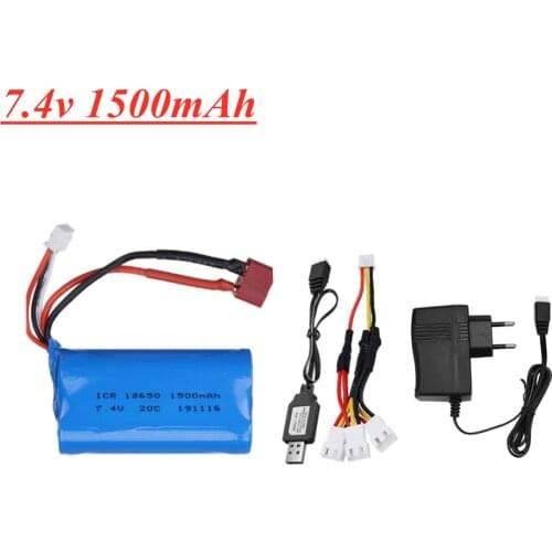 7.4V 1500mAh 18650 Lipo Battery For Wltoys 144001 A959-B A969-B A979-B K929-B 12428 12423 10428 Q39 RC Car Parts 2s 7.4v battery