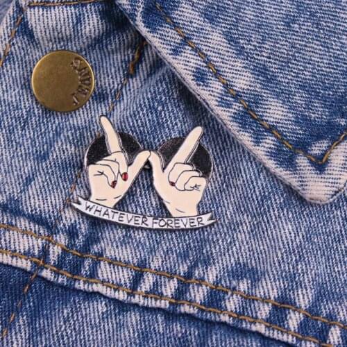 Whatever Forever Enamel Pins Cartoon Hand Gesture Badge Denim Jackets Lapel Button Brooch Fashion Jewelry For Best Friend Lovers