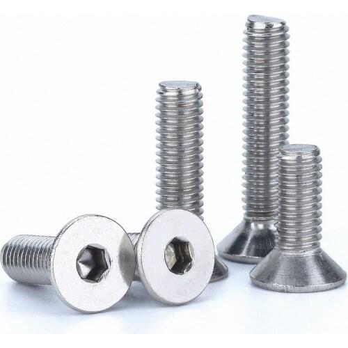 DIN7991 Hex Socket Countersunk Head Screws M2 M2.5 M3 M4 304 Stainless Steel Flat Head Screw Bolt Length 3-80mm
