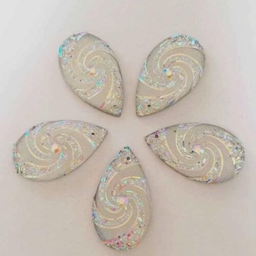 DIY 30PCS 16mm*27mm AB resin droplet shape resin rhinestone wedding decoration 2 hole resin drill -B330*3