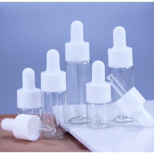 500pcs 5ml 10ml 15ml 20ml Refillable Clear Glass Aromatherapy Liquid Metal Cap Serum/Essential Basic Massage Oil Dropper Bottle