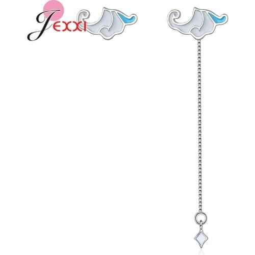 Hot Sale Asymmetry 925 Sterling Silver Earrings for Women Girl Cute Tassel Cloud Drop Earrings Gift Party Jewelry Wholesale