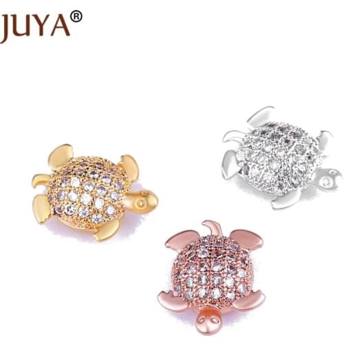 Juya DIY Bracelets Necklace Accessories Cute Small Turtle Charm Beads Spacer Findings DIY Jewelry Making 5 pcs wholesale