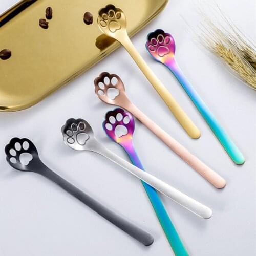 Golden Cat Claw Coffee Spoon Stainless Steel Lovely High Quality Mini Gift Cake Stirring Sugar Soup Dessert Teaspoon