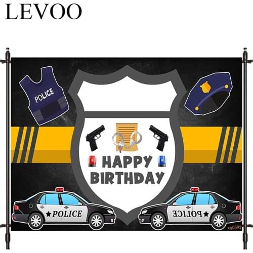 LEVOO Photophone Backdrop Policemen Car Justice Shield Birthday Photocall Decor Fabric New Shoot Photography Backdrop