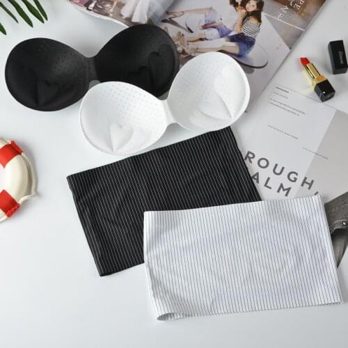 Hot Womens Striped Off Shoulder Tees Tanks Summer Ladies Bandeau Sleeveless Elastic Crop Top Ruffles Camis Tops Sunsuit