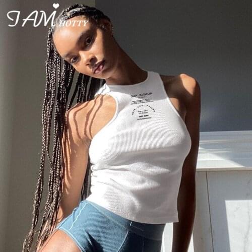 Casual Letter Print Tank Top Summer Women Basic Cotton Vest Sports Fashion Streetwear Hot Outfits Female Cami Tops 2021 Iamhotty