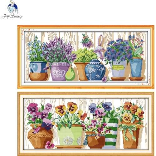 The Pottings on the Windowsill Patterns Cross Stitch Kits 11CT Printed Fabric 14CT Canvas Cross-stitch Embroidery Thread Sets